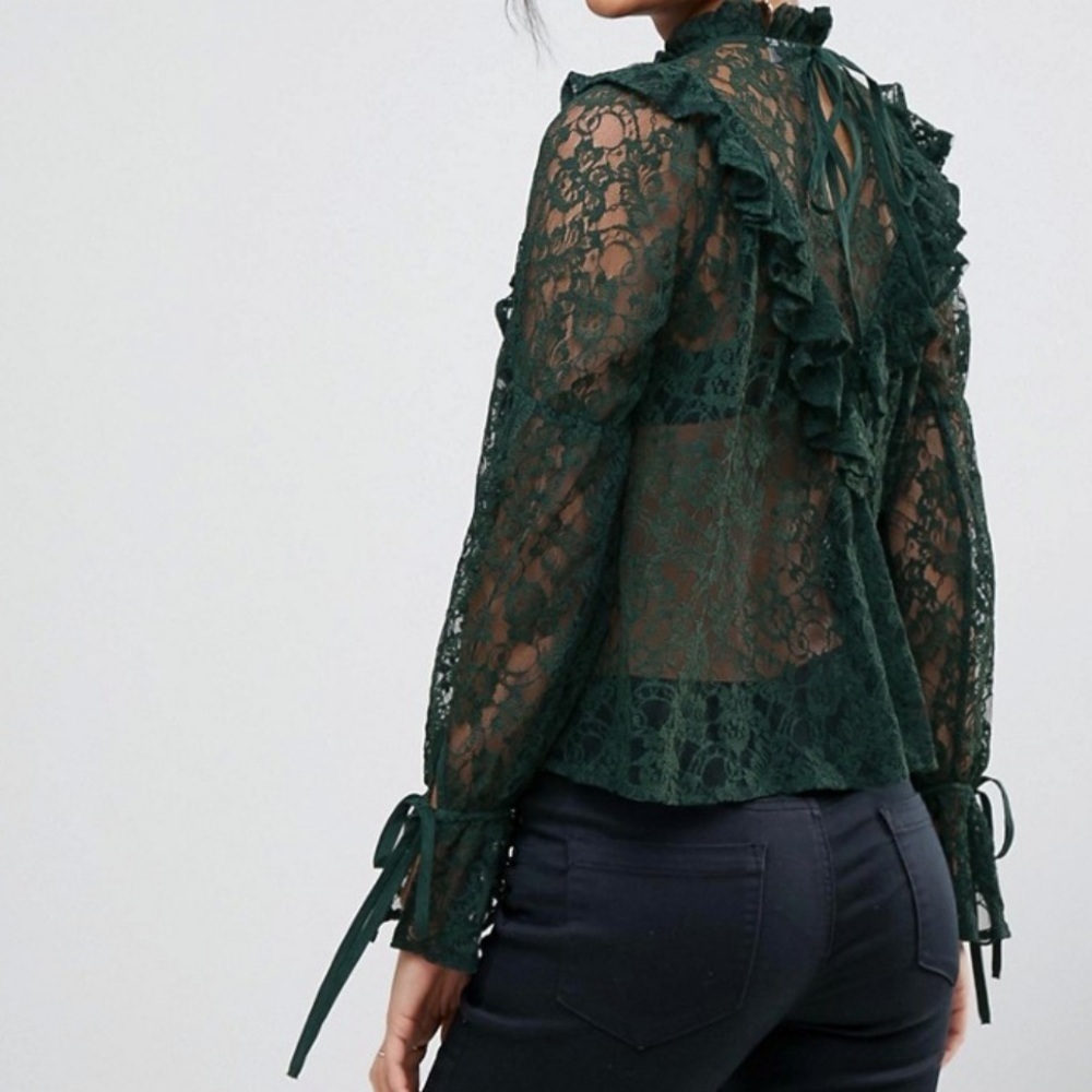 ASOS Ruffle Lace Blouse - Picture 2 of 9